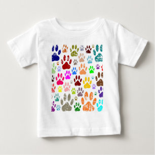 Camiseta Para Bebê Impressões coloridas de pata de cachorro