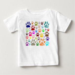 Camiseta Para Bebê Impressões coloridas de pata de cachorro