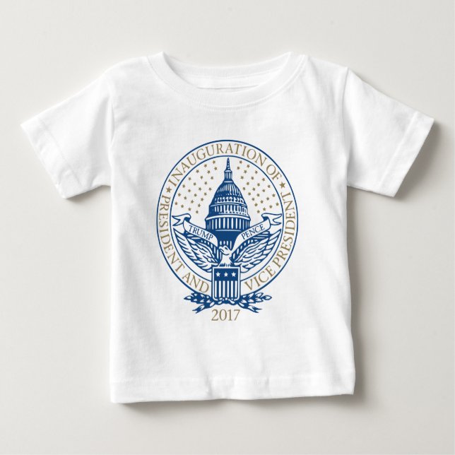 Camiseta Para Bebê Inauguração Presidencial 2017: Donald Trump Pence (Frente)