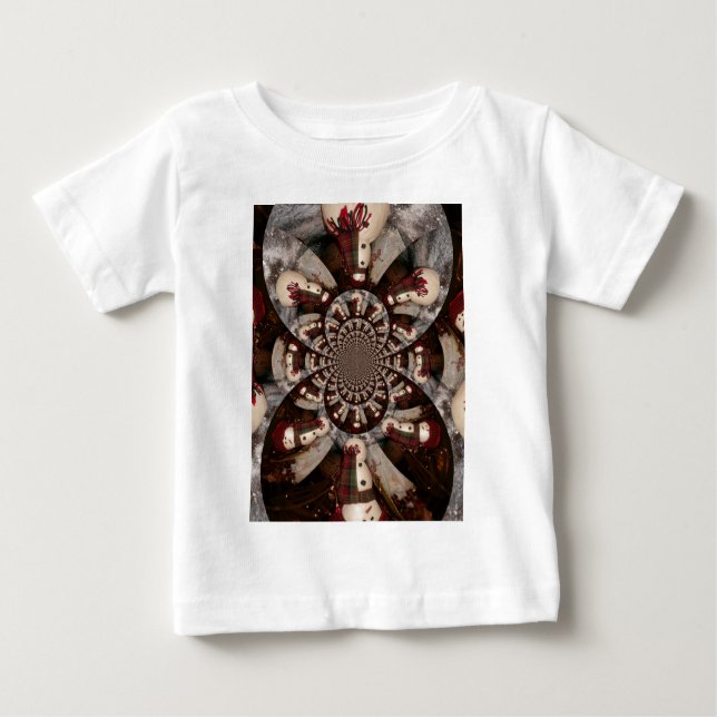 Camiseta Para Bebê Incrível Design de Padrão de Caleidoscópio Snowman (Frente)
