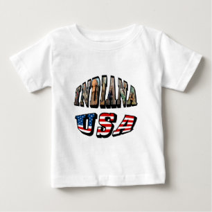Camiseta Para Bebê Indiana Picture and USA Flag Text