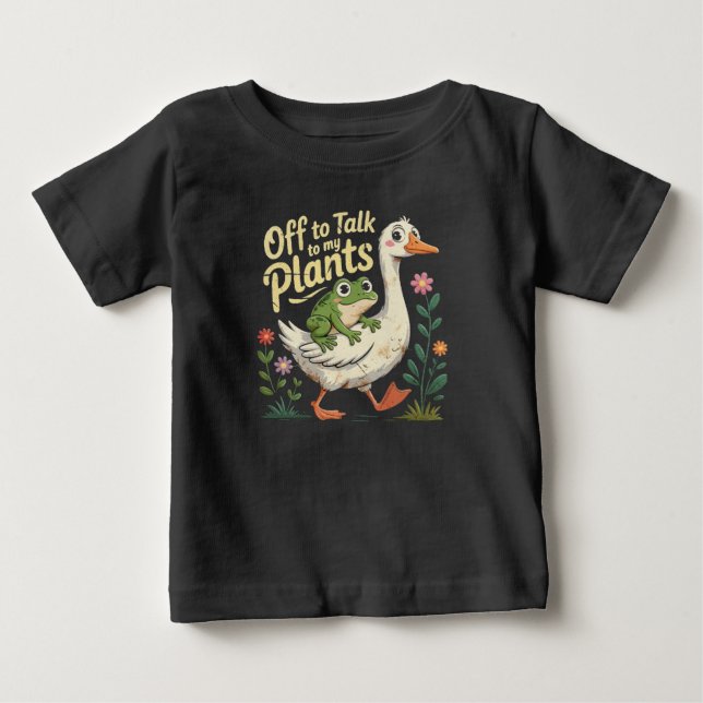 Camiseta Para Bebê Indo Conversar com Minhas Plantas – Sapo Fofo e Ga (Frente)