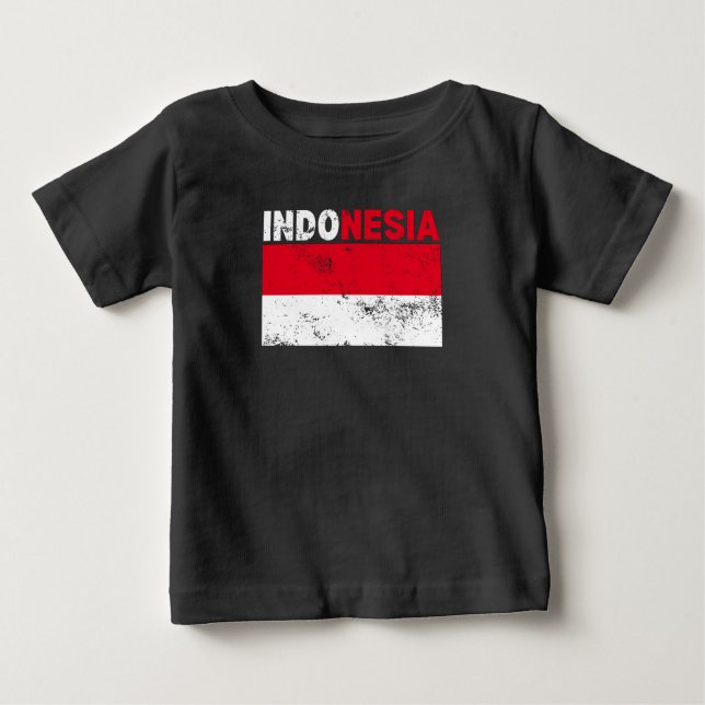 Camiseta Para Bebê Indonésia Flag Vintage T-Shirt (Frente)