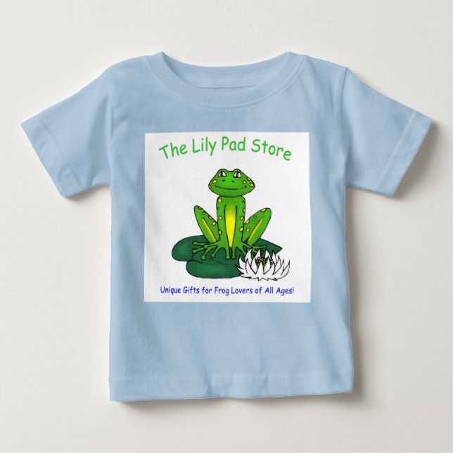 Camiseta Para Bebê Infant's Frog on a Lily Pad Blue T-Shirt (Frente)