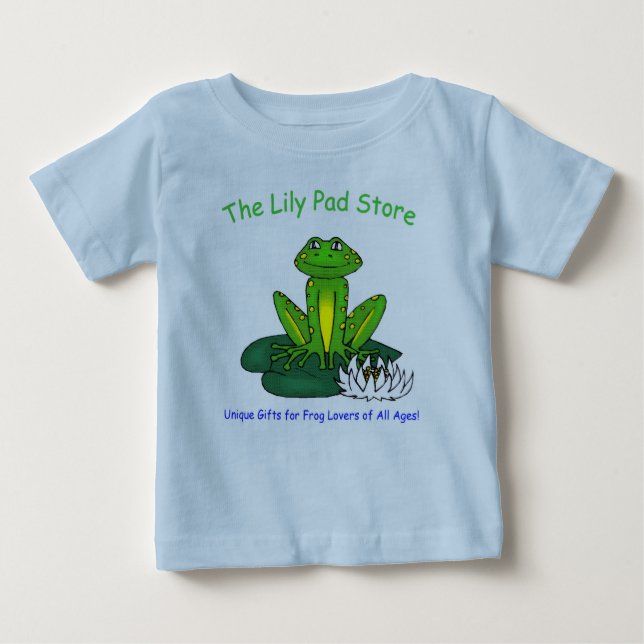 Camiseta Para Bebê Infant's Frog on a Lily Pad Blue T-Shirt (Frente)