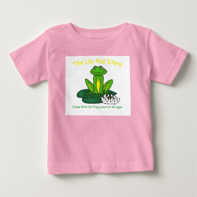 Camiseta Para Bebê Infant's Frog on a Lily Pad Pink T-Shirt (Frente)