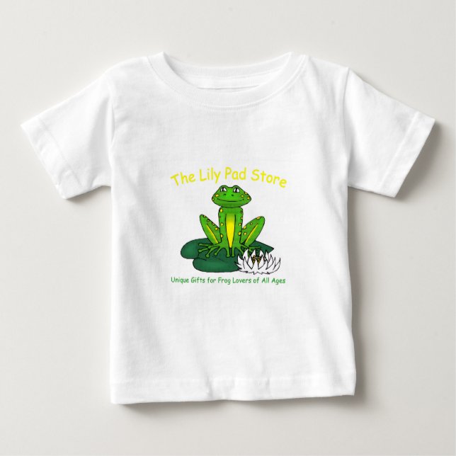 Camiseta Para Bebê Infant's Frog on a Lily Pad White T-Shirt (Frente)