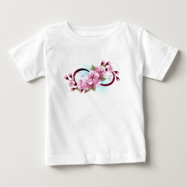 Camiseta Para Bebê Infinidade com Flores de Flor Sakura (Frente)