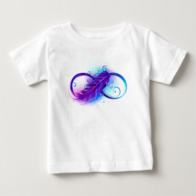 Camiseta Para Bebê Infinidade com pena roxa (Frente)
