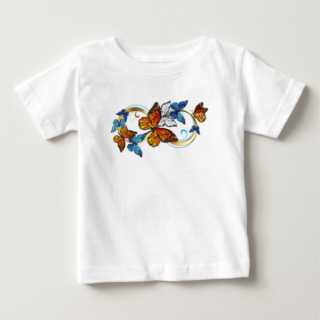 Camiseta Para Bebê Infinidade de Borboletas Monarca (Frente)