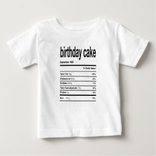 Camiseta Para Bebê Informações Nutricionais sobre Bolo de Aniversário
