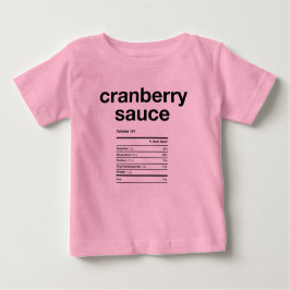 Camiseta Para Bebê Informações Nutritivas De Molho De Cranberry