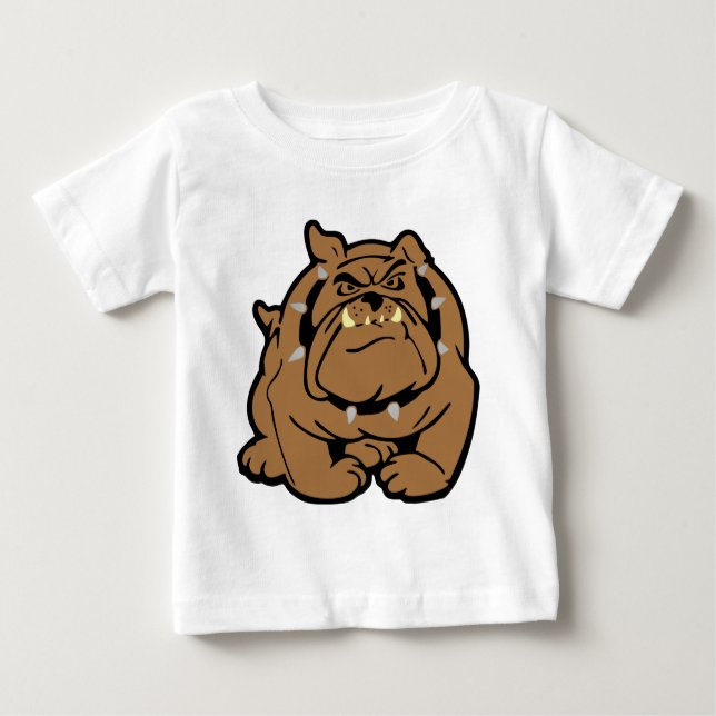 Camiseta Para Bebê Inglês Bulldog Cartoon (Frente)