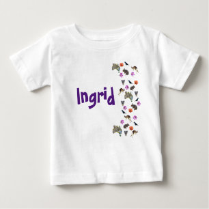 Camiseta Para Bebê Ingrid, Name Logo Com Vida Selvagem Australiana,