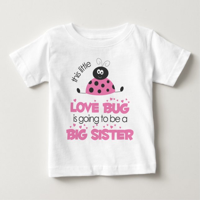 Camiseta Para Bebê Inseto de Amor Rosa Irmã Grande (Frente)