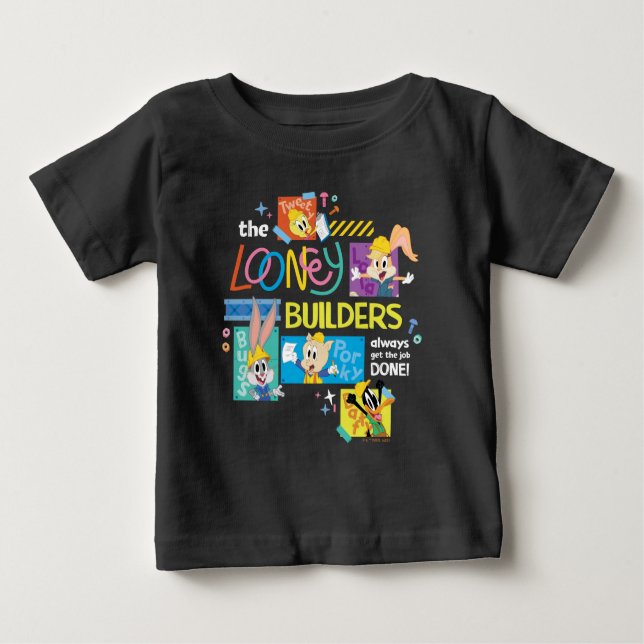 Camiseta Para Bebê INSETOS BUNNY BUILDERS™| A Colagem Looney Builders (Frente)
