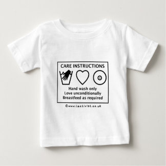 Camiseta Para Bebê Instruções de cuidado