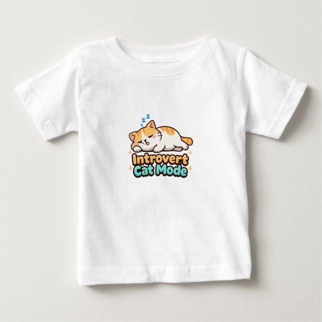 Camiseta Para Bebê Introvert Cat Mode Funny (Frente)