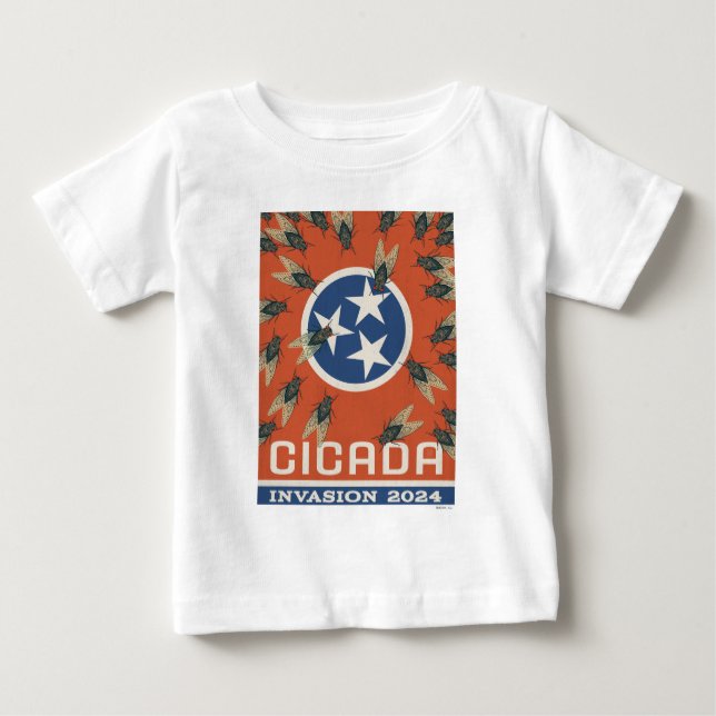 Camiseta Para Bebê Invasão do Tennessee Flag Cicada (Frente)