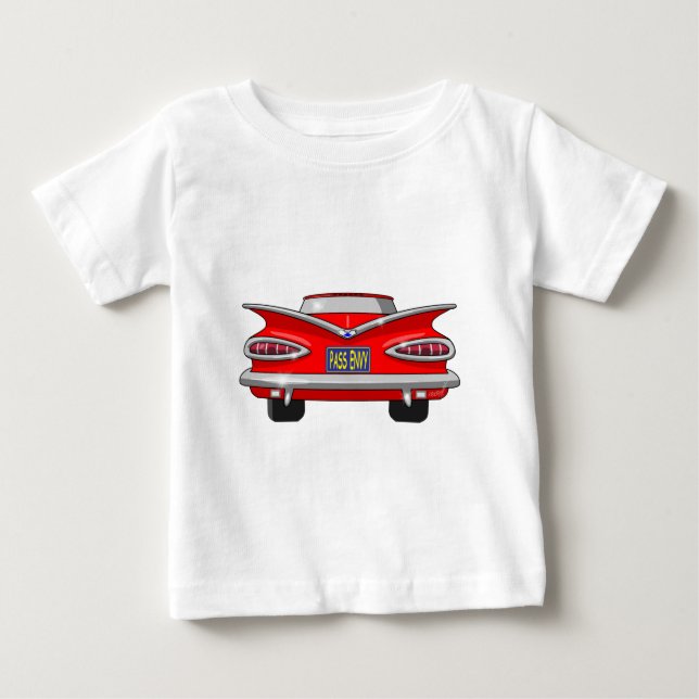 Camiseta Para Bebê Inveja 1959 da passagem do Impala de Chevrolet (Frente)