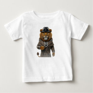 Camiseta Para Bebê Investigador Particular Leão Majestoso em Fedora H