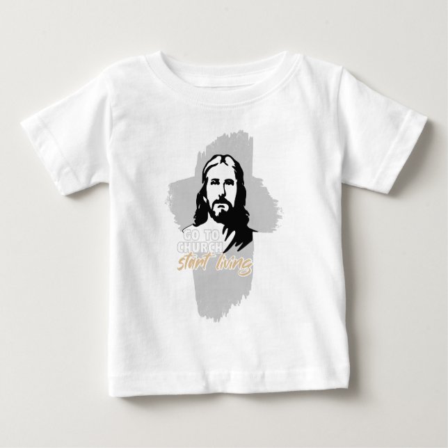 Camiseta Para Bebê Ir Para A Igreja..! Jesus Cristo. Christian Preach (Frente)