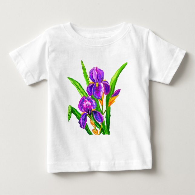 Camiseta Para Bebê Iris Flower Baby T-Shirt Irises (Frente)