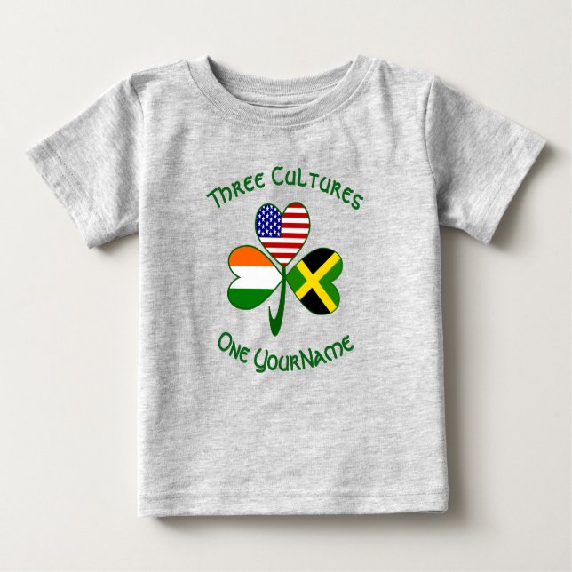 Camiseta Para Bebê Irish American Flags jamaicano sacode seu nome (Frente)