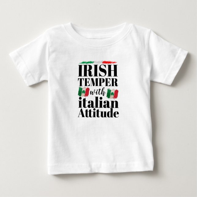Camiseta Para Bebê "Irish Temper" com Rua de atitude italiana. (Frente)