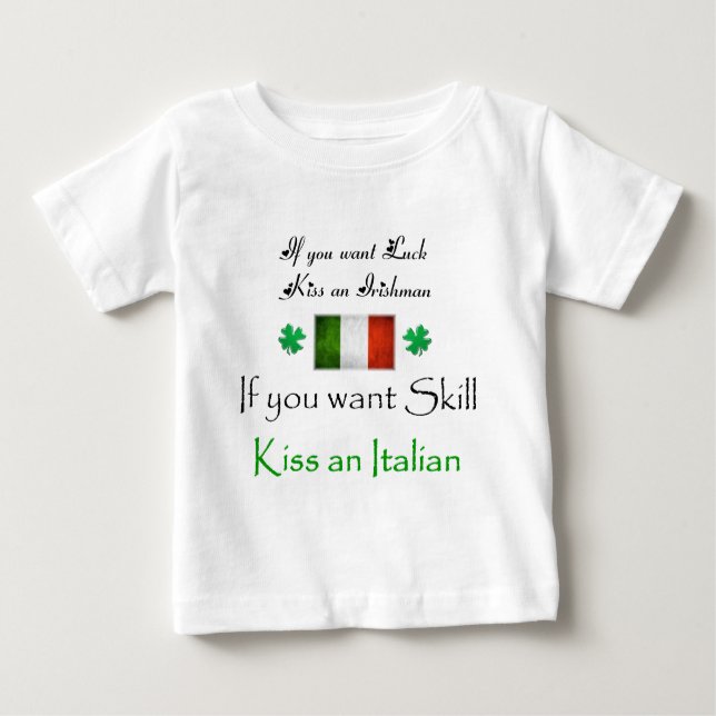 Camiseta Para Bebê IRLANDÊS do beijo - contra o ITALIANO (Frente)