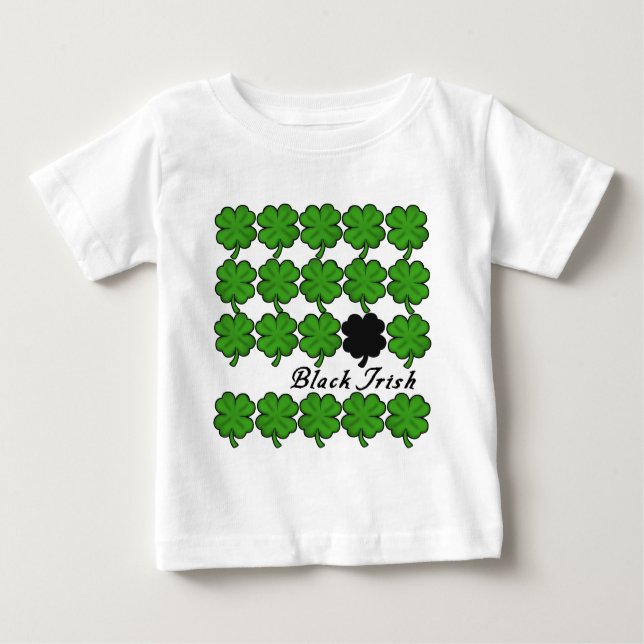 Camiseta Para Bebê Irlandês Negro com muitas camarões (Frente)