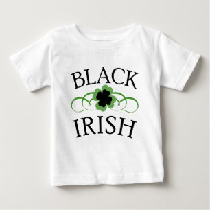 Camiseta Para Bebê IRLANDÊS PRETO com trevo preto