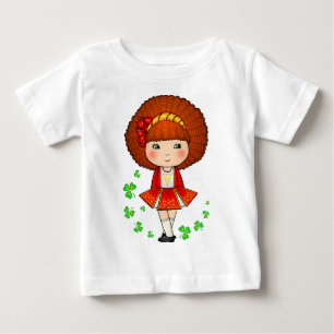 Camiseta Para Bebê Irlandesa de vestido vermelho com camarões