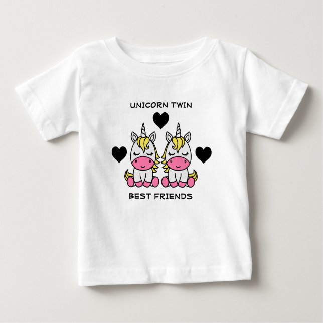 Camiseta Para Bebê Irmã Gêmea Unicorn (Frente)