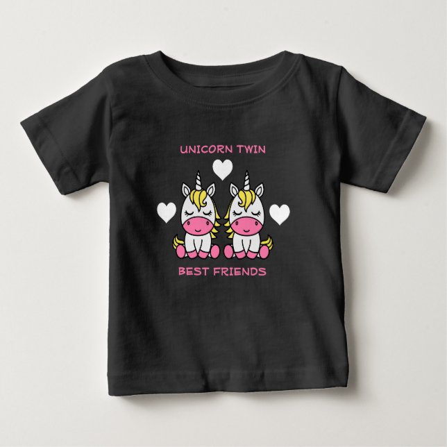 Camiseta Para Bebê Irmã Gêmea Unicorn (Frente)