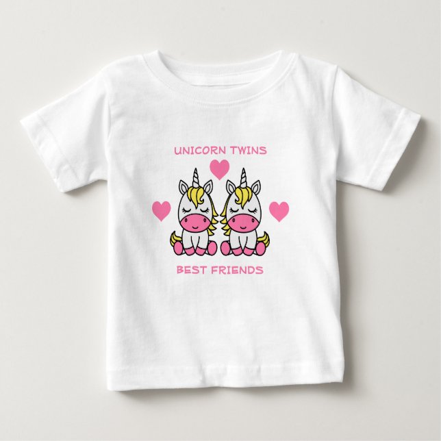 Camiseta Para Bebê Irmã Gêmea Unicorn (Frente)