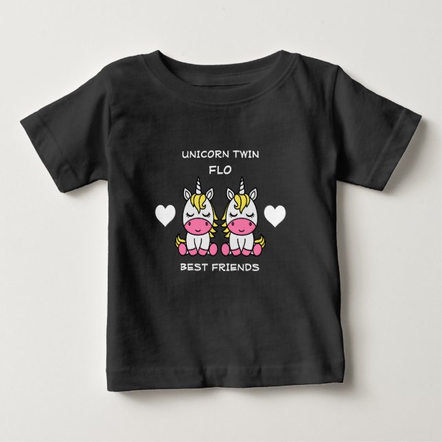 Camiseta Para Bebê Irmã Gêmea Unicorn (Frente)