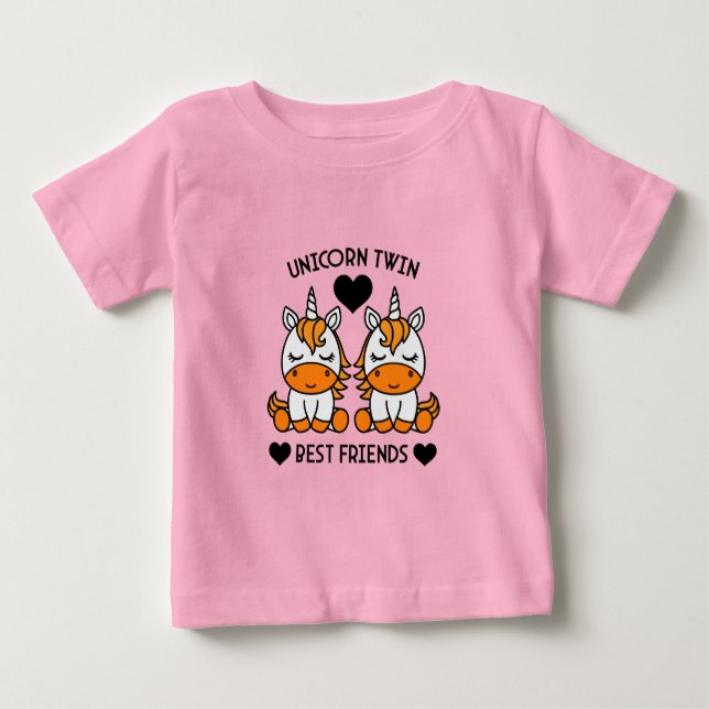 Camiseta Para Bebê Irmã Gêmea Unicórnio (Frente)