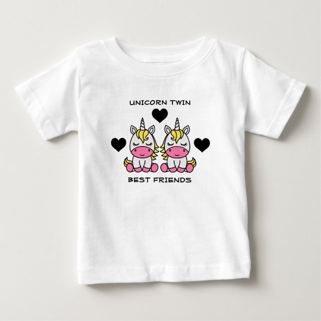 Camiseta Para Bebê Irmã Gêmea Unicórnio (Frente)