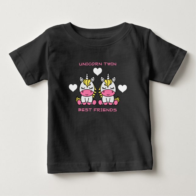 Camiseta Para Bebê Irmã Gêmea Unicórnio (Frente)
