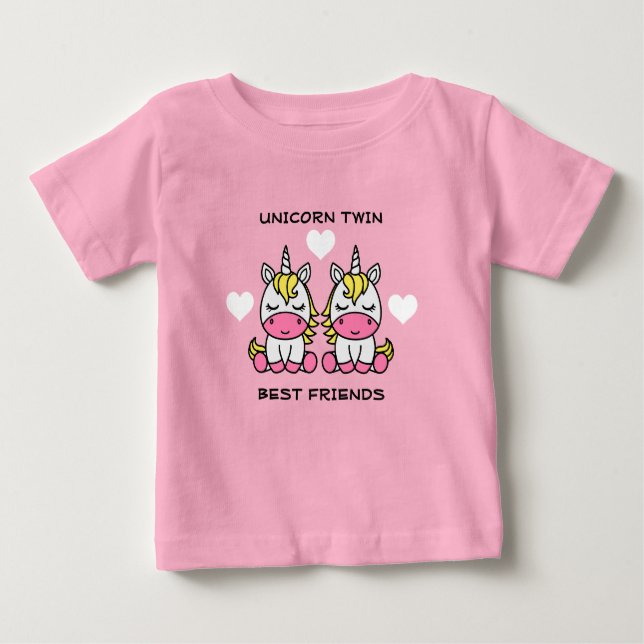 Camiseta Para Bebê Irmã Gêmea Unicórnio (Frente)