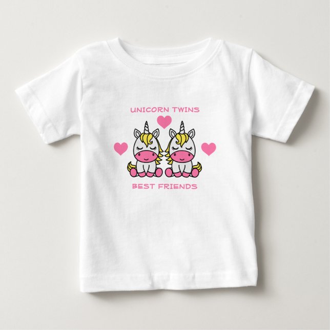 Camiseta Para Bebê Irmã Gêmea Unicórnio (Frente)