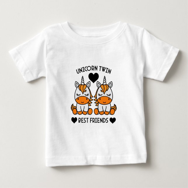 Camiseta Para Bebê Irmã Gêmea Unicórnio (Frente)