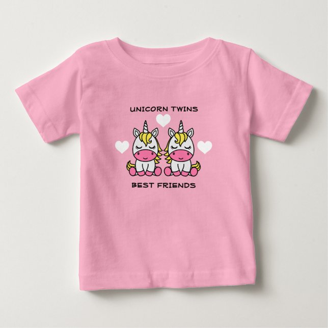 Camiseta Para Bebê Irmã Gêmea Unicórnio (Frente)