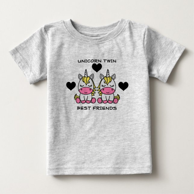 Camiseta Para Bebê Irmã Gêmea Unicórnio (Frente)