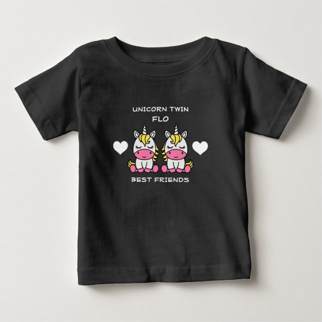 Camiseta Para Bebê Irmã Gêmea Unicórnio (Frente)