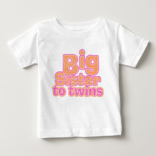 Camiseta Para Bebê Irmã Grande a Gêmeos (Frente)