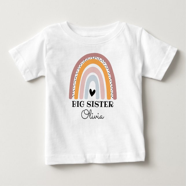 Camiseta Para Bebê Irmã Grande do Arco-Íris Personalizada (Frente)