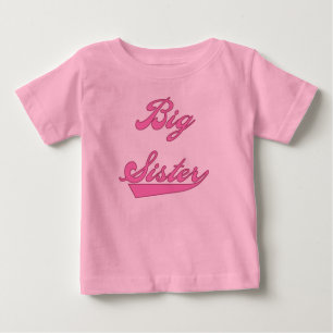 Camiseta Para Bebê Irmã Grande do Texto Rosa