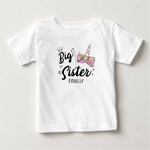 Camiseta Para Bebê Irmã Grande Finalmente, Anúncio de Chegada do Bebê